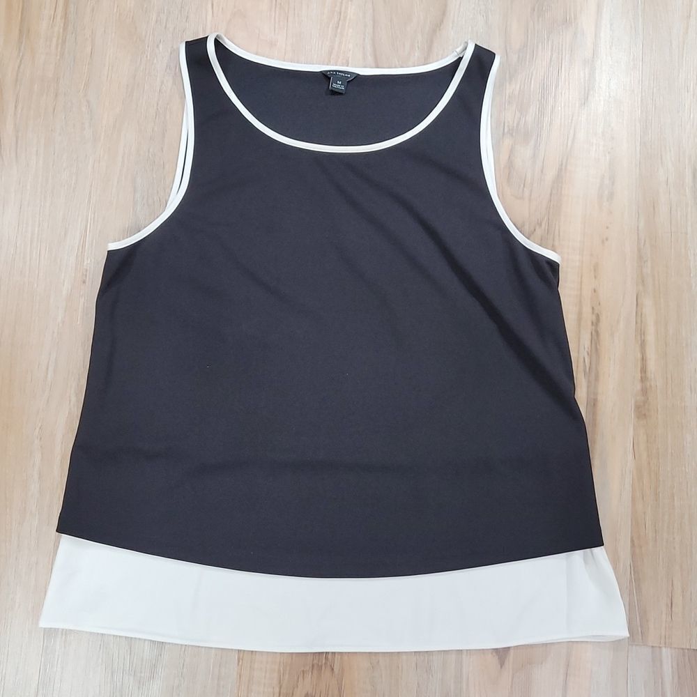 πΊοΈAnn TaylorβBlack & Cream Sleeveless Top Medium